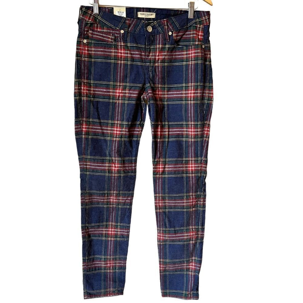 Levi’s Made & Crafted Empire Skinny Plaid Blue Check Corduroy Jeans